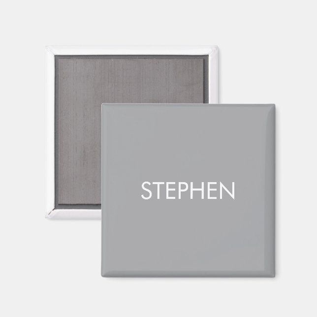 Grauer minimalistischer benutzerdefinierter Name  Magnet (Vorderseite/Rückseite)