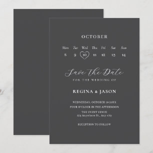 Grauer Minimalistischer Save the Date Kalender