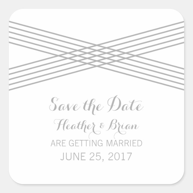 Grauer moderner Deko Save the Date Stickers (Vorderseite)
