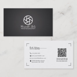 Grauer moderner Minimal-Logo-Fotograf Visitenkarte