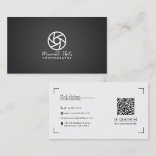 Grauer moderner Minimal-Logo-Fotograf Visitenkarte