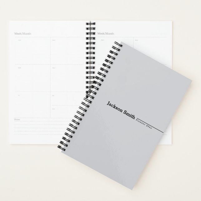 Grauer moderner minimalistischer personalisierter  planer (Anzeige)