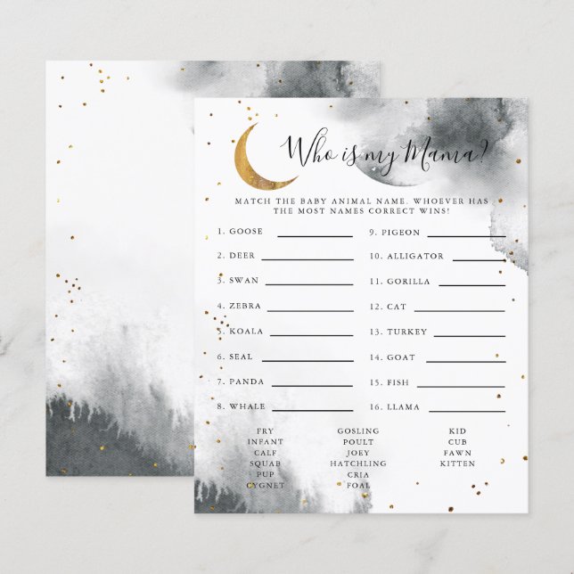 Grauer Mond, der mein Mama Baby Duschspiel ist (Vorne/Hinten)