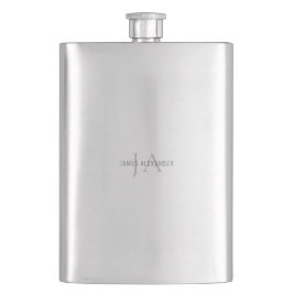 Grauer Monogramm Individuelle Name für seine Wasse Flachmann