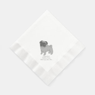 Grauer Mops-Hundeentwurf Serviette