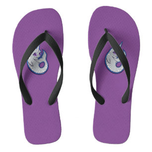 Grauer Narwhal mit Löffel Tinte Zeichnend Design Flip Flops