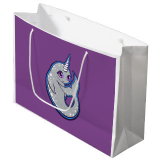 Grauer Narwhal mit Löffel Tinte Zeichnend Design Große Geschenktüte