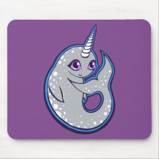 Grauer Narwhal mit Löffel Tinte Zeichnend Design Mousepad