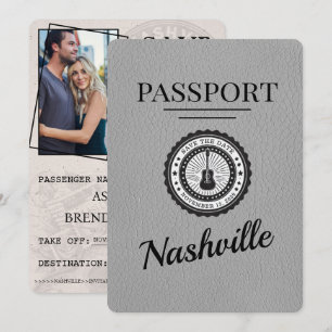 Grauer Nashville-Reisepass Save The Date