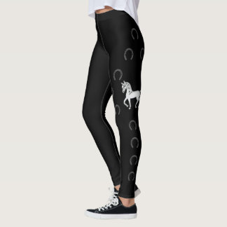 Grauer Niedlicher Cartoon Trotting Horse & Horsesh Leggings