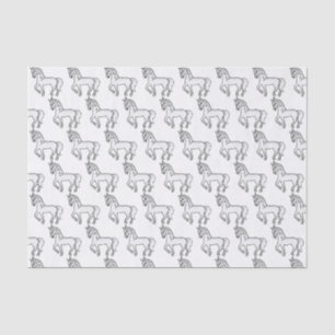 Grauer Niedlicher Cartoon Trotting Horse Pattern Seidenpapier
