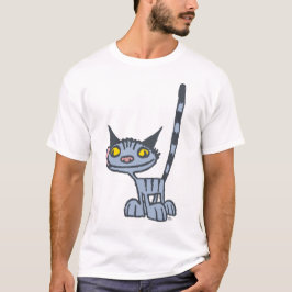 Grauer Niedlicher und Cooler Kitty Cartoon T - Shi T-Shirt
