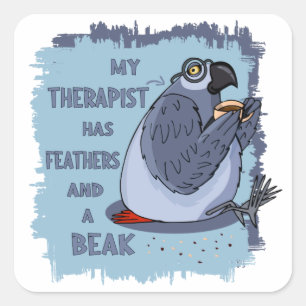 Grauer Papagei-Therapeut - Funny Gift Idee für Be Quadratischer Aufkleber