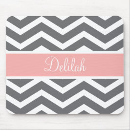 Grauer Peach Zickzack Individuelle Name Mousepad