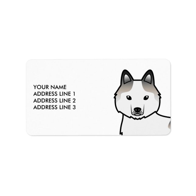 Grauer Piebald Siberian Husky Dog & Custom Text Adressaufkleber (Vorne)