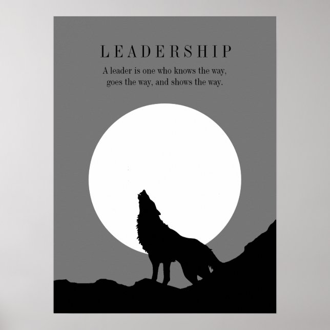 Grauer Pop Art Leadership Wolf Howling Poster (Vorne)