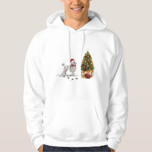 Grauer Pudel Lustiger Weihnachtshund mit Baum Hoodie