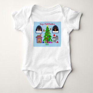 Grauer Pudel Weihnachten #6 Baby Bodysuit Strampler