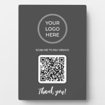 Grauer QR Code Scan Me Signature Plaque