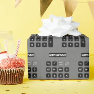 Grauer Rechner Geburtstag Geschenkpapier