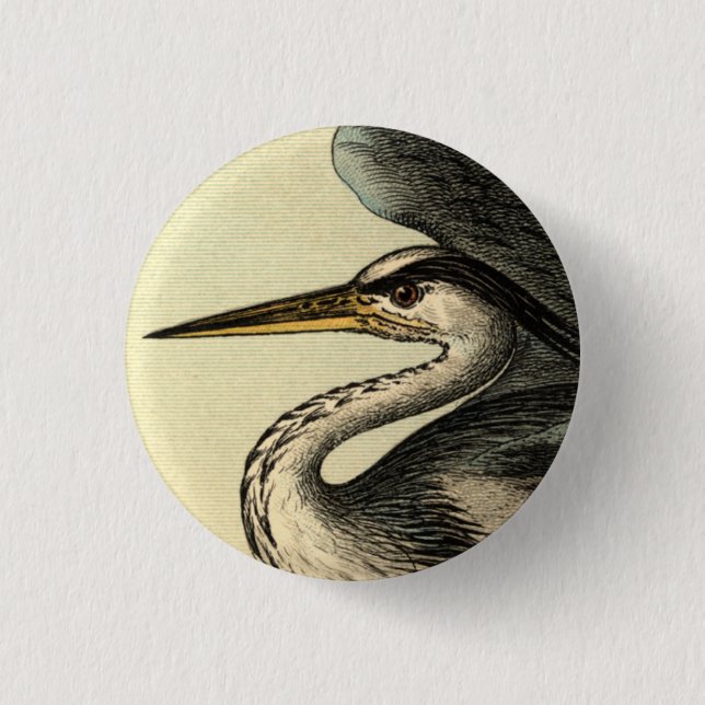Grauer Reiher Button (Vorderseite)