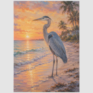 Grauer Reiher Sunset Beach Seidenpapier