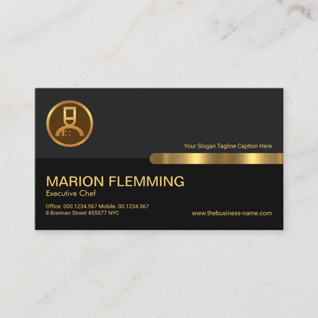 Grauer Retro-Catering-Koch Visitenkarte (Vorderseite)