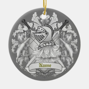 Grauer Ritter Familienwappen Nachname Ornament