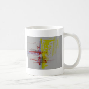 Grauer roter gelber abstrakter Expressionist Kaffeetasse