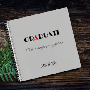 Grauer, roter Script-Abschluss Notizbuch