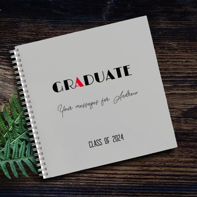 Grauer, roter Script-Abschluss Notizbuch (Von Creator hochgeladen)