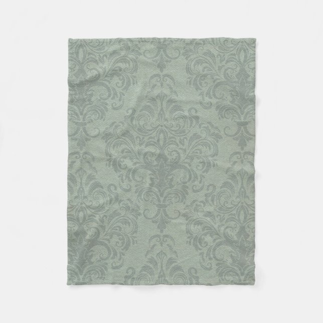 Grauer rustikaler Damast-Vintage Tapete Fleecedecke (Vorderseite)