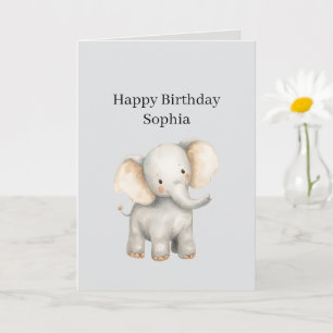 Grauer Safari-Elefant Geburtstag Karte