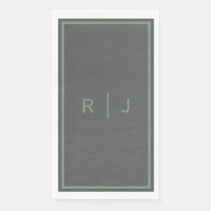 Grauer Salbei-Grün-Monogramm-Name Coole Hochzeit Serviette