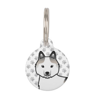 Grauer Schecke Siberian Husky Cartoon Hundekopf Haustiermarke