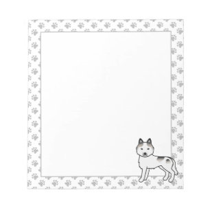 Grauer Schecke Siberian Husky Süßer Cartoon-Hund Notizblock