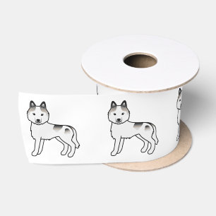 Grauer Schecke Siberian Husky Süßer Cartoon-Hund Satinband