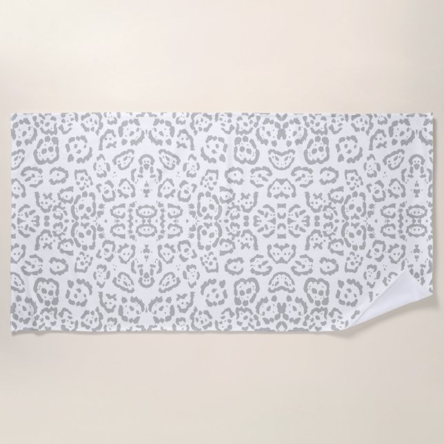 Grauer Schnee-Leopard-Katzen-Tierdruck Strandtuch (Vorderseite)