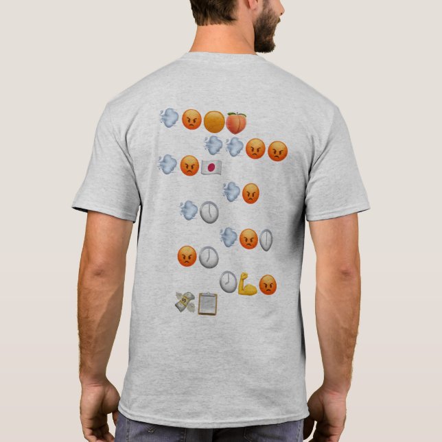 Grauer Schneller und zorniger Emoji Words T - Shir T-Shirt (Rückseite)