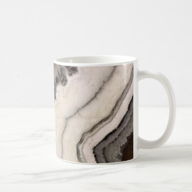 Grauer Schwarz-weißer Edelstein Kaffeetasse (Rechts)