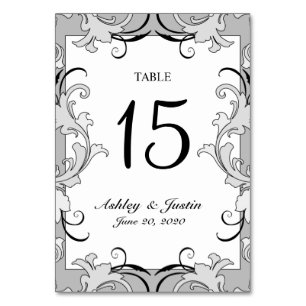 Grauer Schwarz-weißer Wirbel, der Tischnummer