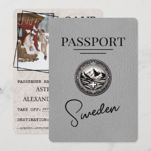 Grauer Schweden Reisepass Save The Date
