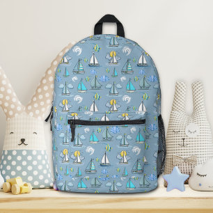 Grauer Segelboot-Rucksack Bedruckter Rucksack