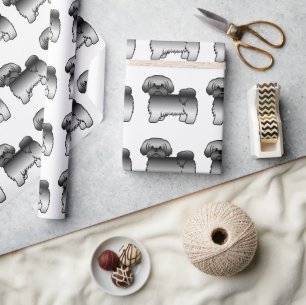 Grauer Shih Tzu Süßer Cartoon-Hund-Muster Geschenkpapier