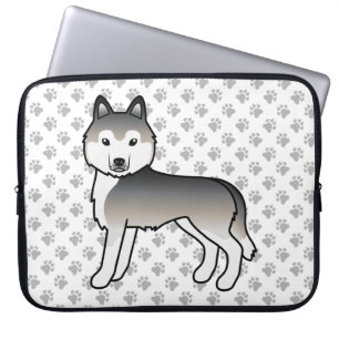 Grauer Siberian Husky Süßer Cartoon-Hund Laptopschutzhülle
