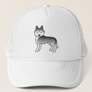 Grauer Siberian Husky Süßer Cartoon-Hund Truckerkappe