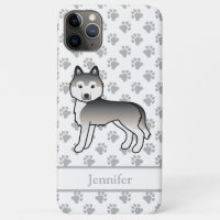 Grauer sibirischer Husky Cartoon Dog & Name