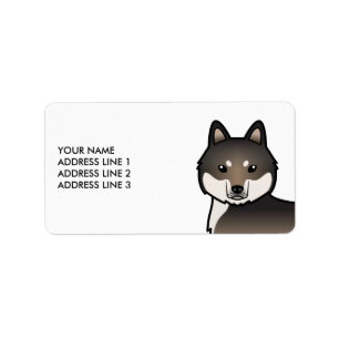Grauer Sibirischer Husky Dark Wolf & Benutzerdefin Adressaufkleber