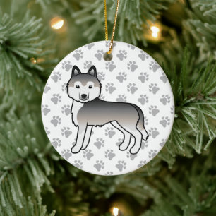 Grauer sibirischer Husky Niedlich Cartoon Dog Keramik Ornament