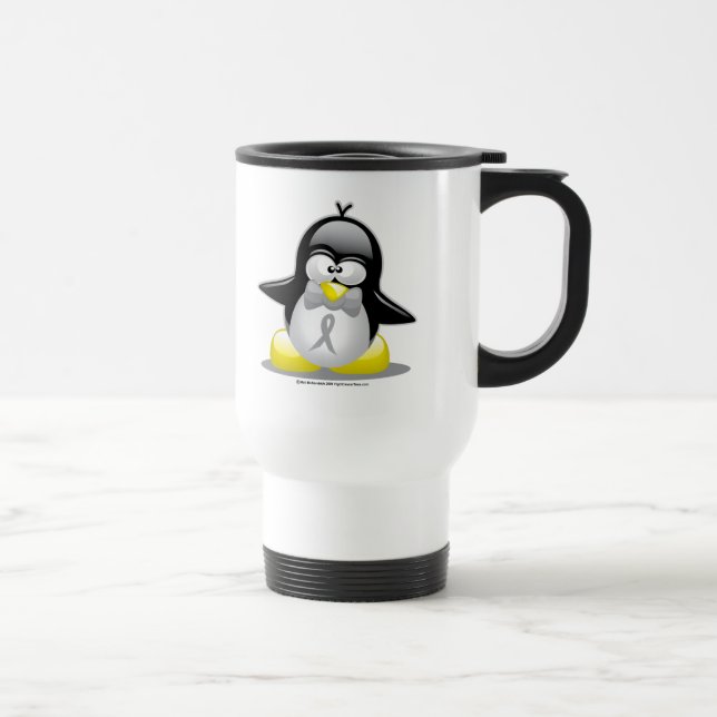 Grauer/silberner Band-Pinguin Reisebecher (Rechts)